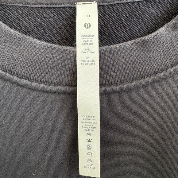 Lululemon / Perfectly Oversized Crew *Logo / Black / Size 10 - Picture 3 of 6